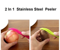 Gadgets Leverancier Knoflookpers Stalen Mes Aardappelschiller 2 In 1 Groentesnijder Dunschiller Keuken Fruitschiller