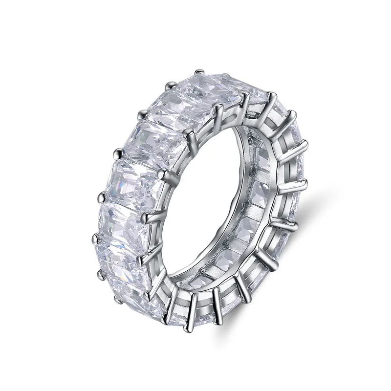 New Fashion Baguette Diamond Rings 925 Sterling Silver Diamond Engagement Ring For Women