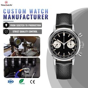 Reloj de Cuarzo Deportivo Seiko VD32 de Fabricación Personalizada OEM, con Doble Hora, Esfera Lacada, Cristal de Zafiro Abombado y Correa de Cuero Genuino - Product Image 1
