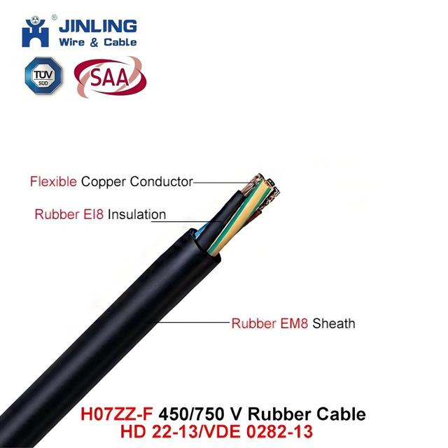 H07zz-F 450 750V Buildings Electric Copper Wire Rubber Insulation Sheath Cable Industrial Flexible