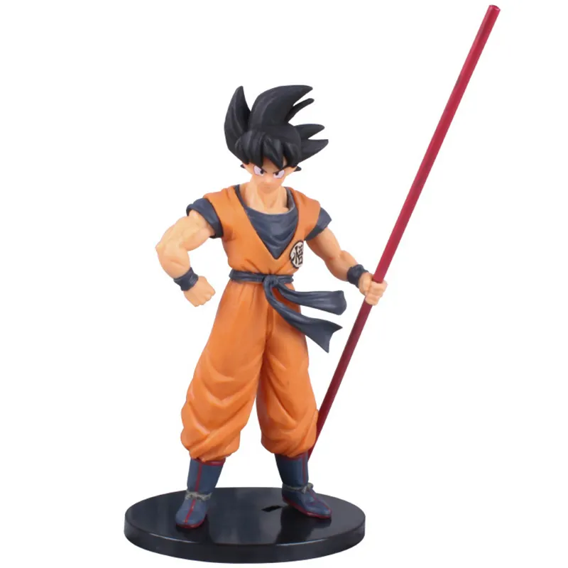 PVC Son Goku with Stick Figure Anime Dragon-Ball Super Saiyan Action Figure Toy Doll Collection Model