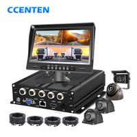 Solution DVR 4G WIFI 4 canaux, 4 caméras, moniteur VGA 7 pouces, système de boîte noire de voiture, visualisation à distance, enregistrement en boucle, gestion de flotte CMSV