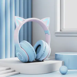 Candy Color lovely wireless headphones Dropshipping Cute Cat ear earphone and headphone