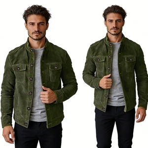 Veste boutonnée en daim pour homme, col montant, décontractée, avec poches poitrine et détails boutons vintage, Sehe Fashion - Product Image 6