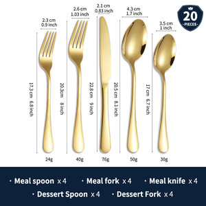 1010 Stainless Steel <b>Steak</b> Knife Fork and Spoon 20-Piece European Design Business <b>Gift</b> Cutlery Set - Product Image 2