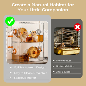 360 °   Hábitat Transparente de Acrílico para Hámsteres, Jaula Grande y Transpirable con Base de Fácil Limpieza para Animales Pequeños - Product Image 6