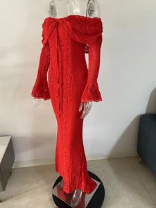 OUDINA Robes Décontractées à Épaules Dénudées en Dentelle Longue pour Femmes Américaines – Vente en Gros Tendance - Product Image 4