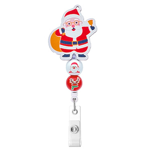 Porte-badge rétractable en acrylique de Noël en gros, motif Père Noël et Bonhomme de neige, pour cartes d'identité – Accessoire pour sapin de Noël - Product Image 5