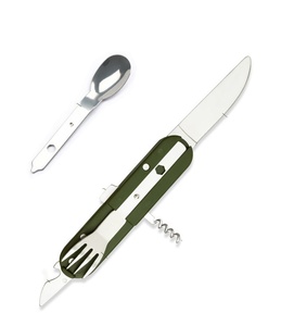 Vente en gros de vaisselle de camping multifonctionnelle 7 en 1, outils de survie, fourchette, cuillère, couteau pliables en acier inoxydable, pique-nique, camping - Product Image 2
