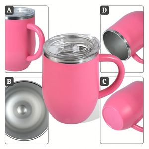 Mug à bière isotherme personnalisable en acier inoxydable et plastique de 12 oz avec poignée, anti-fuite, idéal pour les fêtes - Product Image 3