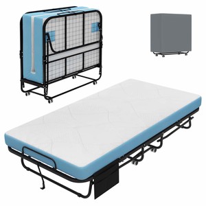 Fashion Portable Folding <strong>Bed</strong> <strong>Adjustable</strong> <strong>Single</strong> <strong>Bed</strong> with Wheels Metal Foldable <strong>Bed</strong> for Bedroom&amp;Office - Product Image 2