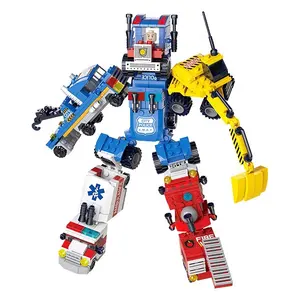 Lele brother 5 in 1 robot car plastic building blocks toys for kids