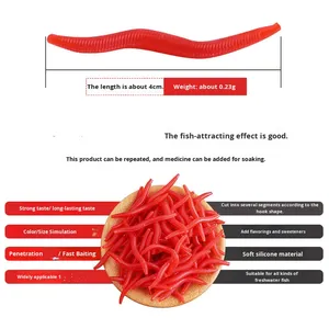 Cebo Artificial de Gusano de Tierra, Gusano Rojo, Cebo Vivo, Material PP, Señuelo Suave Sin Anzuelos, Alimento para Peces Negro - Product Image 3