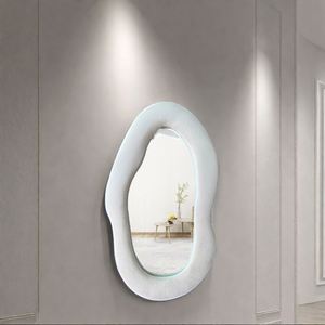 Modern Luxury Contemporary Wavy Full Length <b>Mirror</b> with Aluminum Alloy Frame-Adhesive Wall Mount Home Decor Customizable Color - Product Image 3