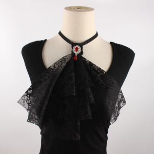 أزياء مخصصة منديل العنق مطوي أبيض انفصال المرأة بلوزة الكشكشة الملكية فو الدانتيل طوق - Product Image 4