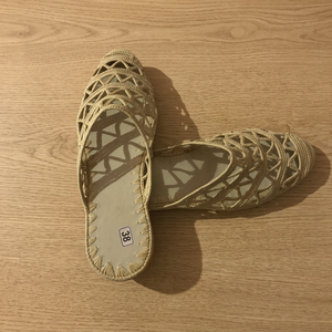 Sandalias de Rafia Hechas a Mano para Mujer, Punta Abierta, Rayadas, Transpirables, con Suela de Cuero Genuino, para Playa, Moda, Todas las Temporadas - Product Image 4