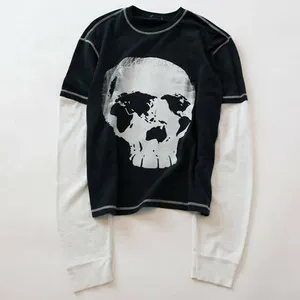 custom long sleeve t-shirt skull printed men's longsleeve t-shirts
