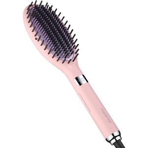 Cepillo Alisador de Cabello Iónico Multifunción Rozamor, Cerámico, 6 Ajustes de Temperatura, Apagado Automático de Seguridad, Doble Voltaje, Rosa - Product Image 1