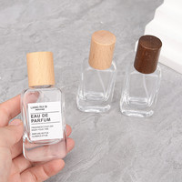 Botella de Perfume de Vidrio Vacía de Lujo de 20 ml, 35 ml, 50 ml, Botella de Perfume Cilíndrica de Vidrio con Tapa de Madera