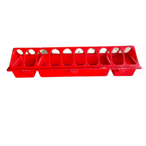 Mangeoire à poulets multi-espèces en <span class=keywords><strong>plastique</strong></span> <span class=keywords><strong>rectangulaire</strong></span> rouge pour poulet, canard et oie - Product Image 2