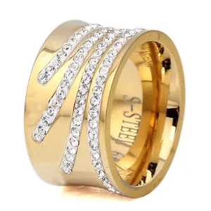 New Czech Diamond Set Stainless Steel Ring, Stylish Stainless Steel Ring