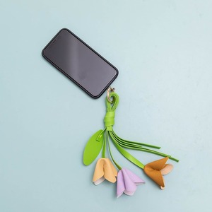 Creative Handmade Simulation Picking Golden Osmanthus Blossoms Bag Decoration Pu Leather Flower <b>Keychain</b> Flower Charms - Product Image 4