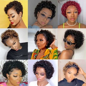 Fh Tùy Chỉnh Brazil Ngắn Pixie Tóc Giả Trong Suốt Ren Phía Trước Tóc Giả Xoăn Tự Nhiên Tóc Con Người Tóc Giả - Product Image 4