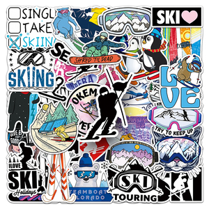50 pièces de haute qualité <span class=keywords><strong>Ski</strong></span> Sports Snowboard <span class=keywords><strong>autocollant</strong></span> personnalisé vinyle étanche Offset Stickers muraux - Product Image 5
