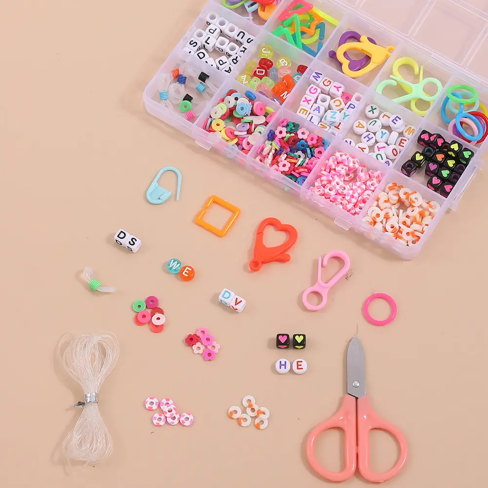 DIY Plastik Resin Beads Kit Kaca Seed Beads Jantung Bintang Alfabet Huruf Beads untuk Perhiasan Gelang Kalung Anting-Anting Membuat Tangan