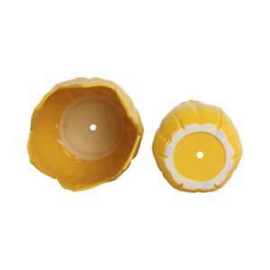 Vasi in ceramica a forma di petalo, design tulipano giallo, vasi per fiori da interno ed esterno, contenitori decorativi per piante, set di due. - Product Image 6