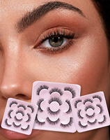 Faux cils en cheveux synthétiques, 5 paires, effet volume naturel, en bande, sur plateau, réutilisables, effet 3D, sans cruauté animale, logo personnalisé