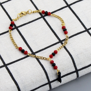 PULSERA de Oro Laminado de 18K con Dije de Azabache para Bebé, Pulsera de Eslabones de Moda, Regalo para Aniversarios - Product Image 4