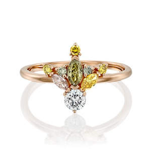 Anello da Donna Multicolore Sfumato Ispirato alla Foresta Verde, Elegante Gioiello Regolabile in Rame - Product Image 1