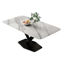 Table à manger rectangulaire moderne en céramique de pierre frittée pour 4 à 6 personnes, idéale pour la salle à manger