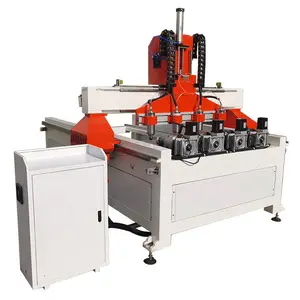 2021 Multi Head 5 Axis Rotary 3D Wood Duplicator Carver, Multi-heads 4 Axis CNC Router