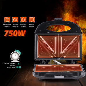Mini-gril électrique domestique multifonction antiadhésif pour steaks, omelettes, paninis, gaufres et sandwichs grillés - Product Image 4