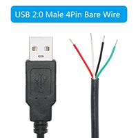 Câble d'alimentation USB A 4 broches mâle 1M/3FT, 5V/2A, câble de données d'alimentation à extrémité ouverte USB 4 broches, étamage de queue, pour équipement USB installé