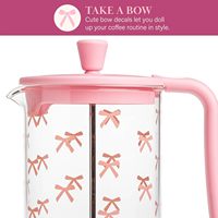 Cafetière à piston en verre borosilicate avec poignée en plastique rose personnalisée, nouveau style, pour la maison, avec mousseur à lait