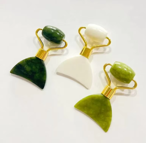 <b>Jade</b> <b>Roller</b> Gua Sha 2-in-1 Tool Facial Massager for Reducing Puffiness - Product Image 1