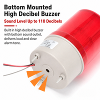 Luz de Señalización Intermitente LED Roja Pequeña de 12V/24V/220V con Alarma Sonora, IP65, Luces Indicadoras de Plástico para Equipos Mecánicos