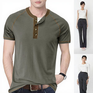 T-shirt décontracté pour homme en polyester/coton tricoté anti-boulochage, nouvelle collection printemps-été, manches courtes - Product Image 3