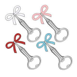 Ouvre-bouteille en forme de nœud en acier inoxydable argenté, rouge, rose, bleu, blanc, en alliage de zinc, personnalisé, cadeau de mariage, outil d'ouverture - Product Image 3