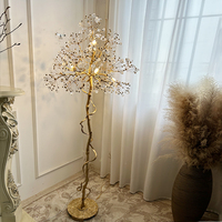 Lampadaire en forme de branche d'ormeau, bronze antique, cuivre massif, verre cristal fait main, design de luxe, pour villa