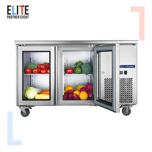 FURNOTEL 2玻璃柜台下冰箱商用制冷设备工业冷冻机