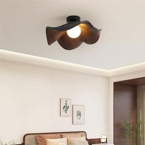 Потолочный светильник в стиле Mid-Century Modern с текстурой дерева, большой белый цветочный дизайн, полувстраиваемый, для спальни и гостиной - Product Image 2