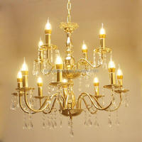 Lustre en cristal de luxe pour hôtel, luminaire de plafond décoratif, 8+4 double couche, doré, pour événements et mariages