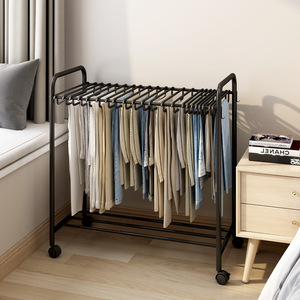 Clothing Organizer Pant <b>Hanger</b> <b>Standing</b> Type Minimalist Space Saving Rectangle Shape With Wheels For Home Hotel Use - Product Image 2