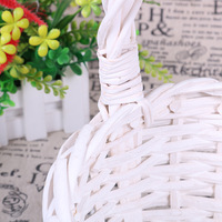 Natuurlijke witte wilgen handgeweven mand met handvat, rustieke minimalistische cadeau- en fruitmand, bruiloft, picknick, huisdecoratie, multifunctioneel