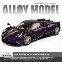 Modelo de Superauto a Escala 1/18 de Aleación Fundida a Presión con Capó de Fibra de Carbono Abrible, Cajas Laterales y Maleta con Efectos de Sonido y Luz