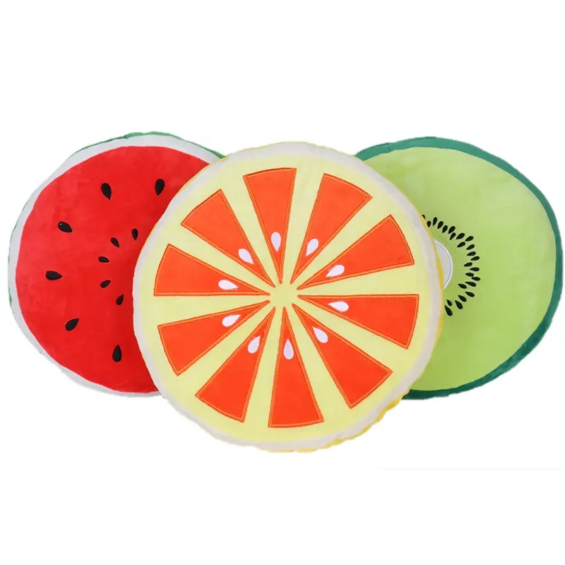 Low Moq Custom Gevulde Ronde Pluche Fruit Watermeloen Oranje Vorm Kussen Te Koop